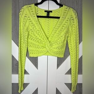 B13.22 FOREVER 21 Crop-Top Sweater, Cable knit, Lite Lime Green.